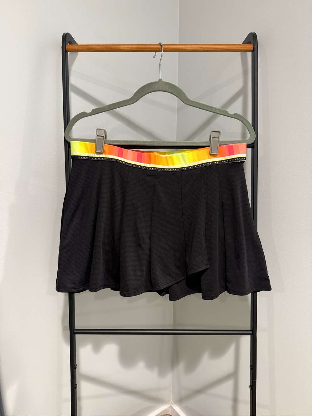 Lucky in Love Black Tennis Skirt with Neon Yellow Built In Shorts
